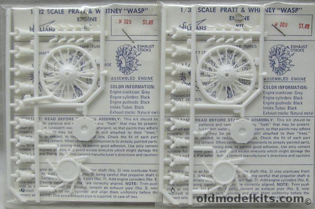 Williams Brothers 1/32 (2) Pratt & Whitney Wasp Engine - Bagged, 309 plastic model kit